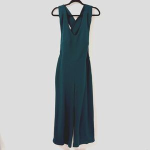 Speechless Dark Teal V-Neck Wide Leg Jumpsuit Sz L